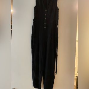 Express Button Down Tie Waist Jumpsuit